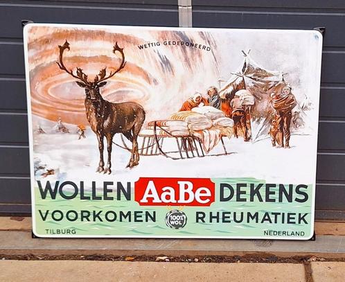 Pracht repro emaille reclame bord Wollen AaBe Dekens Tilburg, Verzamelen, Merken en Reclamevoorwerpen, Nieuw, Reclamebord, Ophalen
