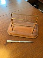 Vintage Bureau Accessoire Set Leder & Messing Briefopener Le, Ophalen