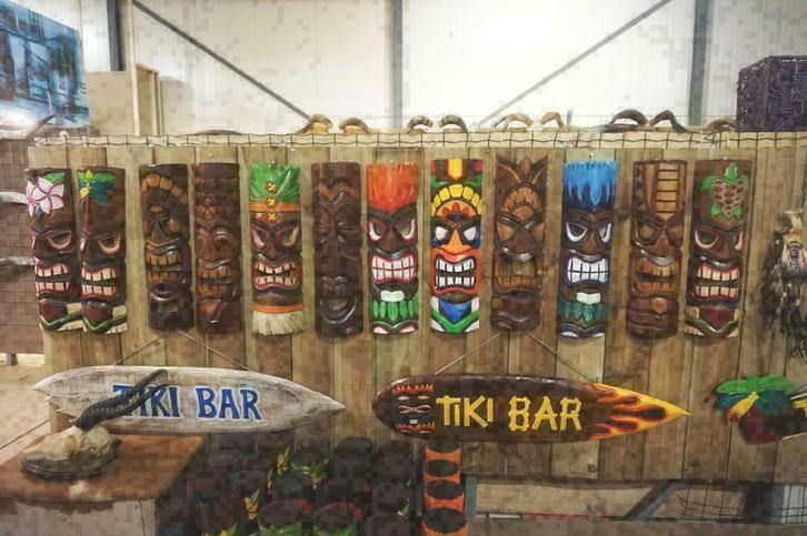 Tiki masker 50cm van hout veel verschillende modellen!, Antiek en Kunst, Kunst | Beelden en Houtsnijwerken, Ophalen of Verzenden