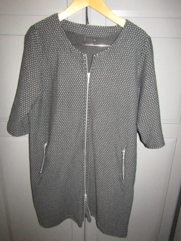 G623 Dreamstar mt XXL jurk tweewegrits grijs zwart reliëf, Kleding | Dames, Jurken, Zo goed als nieuw, Maat 46/48 (XL) of groter