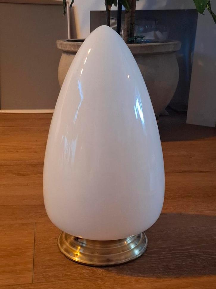 Mooie art deco plafondlamp, Huis en Inrichting, Lampen | Plafondlampen, Gebruikt, Glas, Metaal, Ophalen