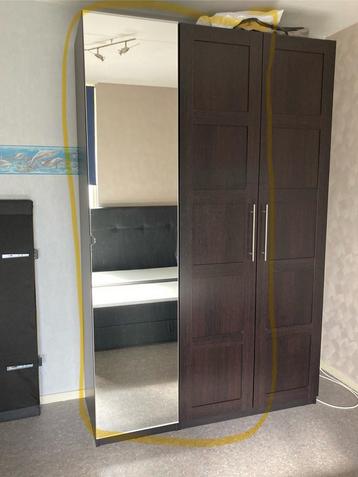 Zwart bruine Pax (Ikea) kledingkast 1.00m met deuren