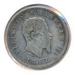 Italië 1 Lira 1867-M, Ophalen of Verzenden, Italië, Losse munt, Zilver