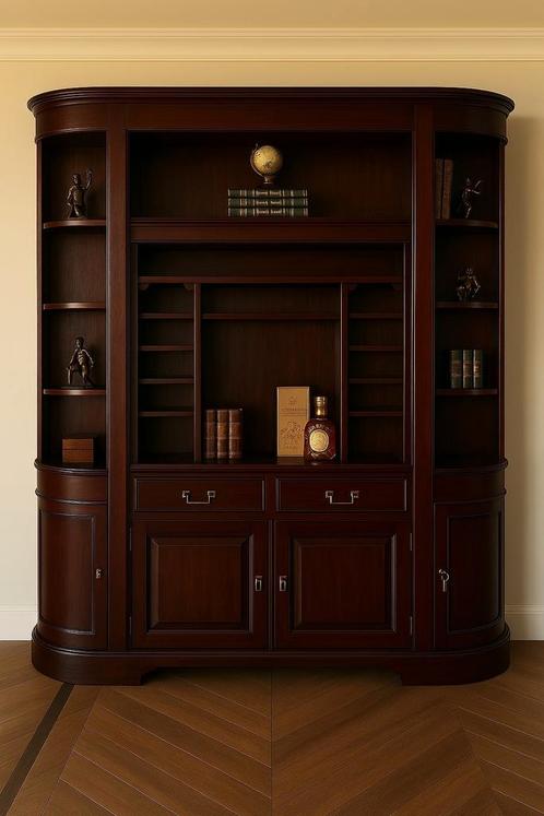 Engelse Mahonie Bibliotheekkast, Huis en Inrichting, Kasten | Wandmeubels, Zo goed als nieuw, 200 cm of meer, 25 tot 50 cm, Ophalen of Verzenden