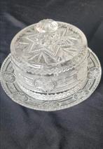Glazen botervloot met deksel, bewerk , stolpmodel, Antiek en Kunst, Curiosa en Brocante, Verzenden
