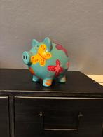Vintage spaarpot varken met vlinders, Ophalen of Verzenden, Zo goed als nieuw, Steen, Aardewerk of Keramiek, Dier