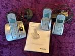 Setje Philips CD235 telefoons; basisstation en 2 handsets, Telecommunicatie, Vaste telefoons | Handsets en Draadloos, Ophalen of Verzenden