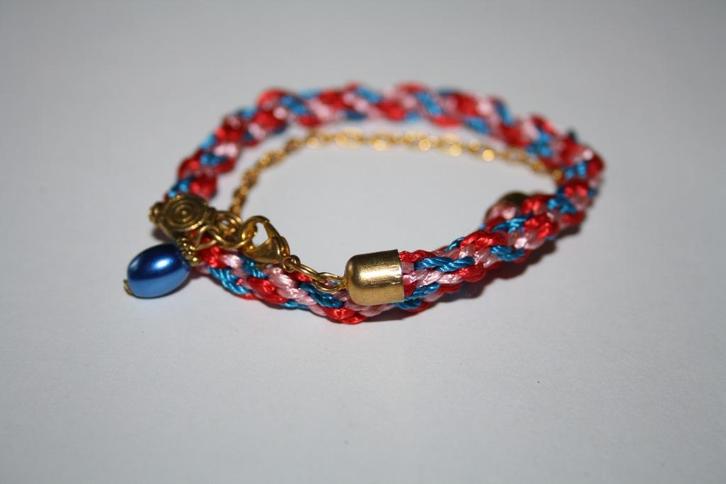 Armband met kumihimo gevlochten koord, Sieraden, Tassen en Uiterlijk, Armbanden, Nieuw, Overige kleuren, Ophalen of Verzenden