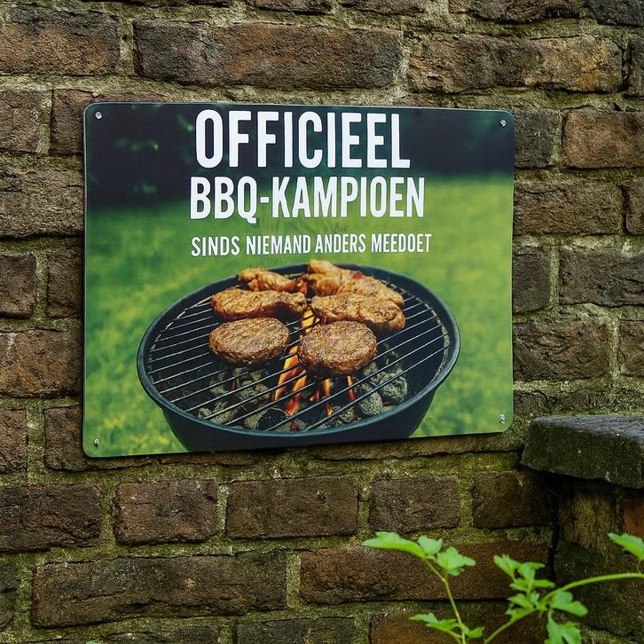 Wandbord bbq - BBQ decoratie - Tekstborden - Decoratie, Huis en Inrichting, Woonaccessoires | Wanddecoraties, Nieuw, Ophalen of Verzenden