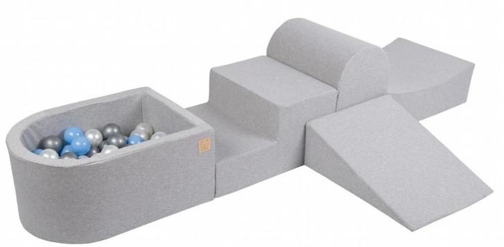 Ballenbak en speelkussen set met 100 gekleurde ballen | Grij, Kinderen en Baby's, Speelgoed | Babyspeelgoed, Nieuw, Overige typen