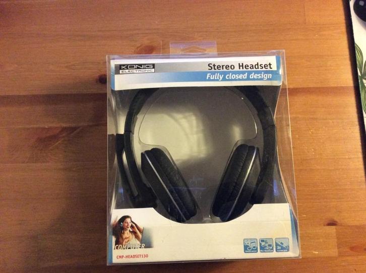 konig electronic stereo headset fully closed design. Nieuw, Computers en Software, Headsets, Nieuw, Bedraad, Ophalen of Verzenden