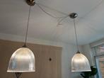 Twee glazen hanglampen, Ophalen, Zo goed als nieuw, Glas, 50 tot 75 cm