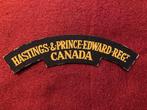 Canadese WW2 Shoulder Title Hastings & Prince Edward, Verzenden, Landmacht, Overige gebieden, Embleem of Badge
