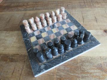Zwaar Marmer Marmeren schaakbord 25 x 25 cm. Stukken 4 cm beschikbaar voor biedingen