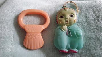 Antiek Celluloid Kewpie popje en Schildpad rammelaar  beschikbaar voor biedingen