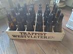 Trappist westvleteren houten bierkrat met lege flessen, Overige merken, Flesje(s), Ophalen of Verzenden