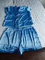 Blauwe satijnen pyjama set - Maat L, Kleding | Dames, Pyjama's, Onbekend, Ophalen of Verzenden, Zo goed als nieuw, Maat 42/44 (L)