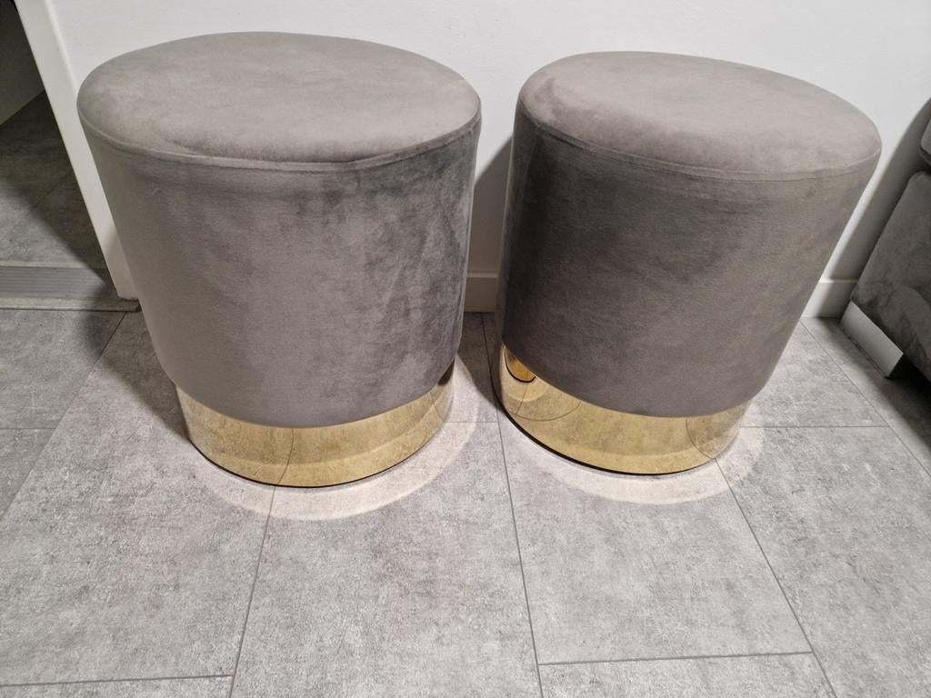Grijze bijzetkruk, Minder dan 50 cm, Rond, Minder dan 50 cm, Ophalen of Verzenden