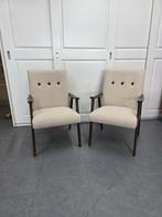 Twee vintage fauteuils Teddy gestoffeerd, Hout, Twee, Wit, Zo goed als nieuw