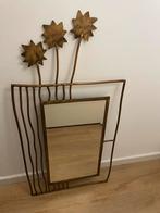 Vintage XL spiegel | metaal in antique brass | 2000-heden, Ophalen, Gebruikt, 100 tot 150 cm, Rechthoekig