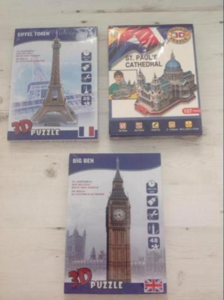 3D puzzels, 3 stuks, nieuw, prijs per stuk zie beschrijving, Hobby en Vrije tijd, Denksport en Puzzels, Zo goed als nieuw, Rubik's of 3D-puzzel