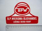 sticker oud BPW OIL B P Wiersma oliehandel olie retro fries, Verzenden, Zo goed als nieuw, Bedrijf of Vereniging
