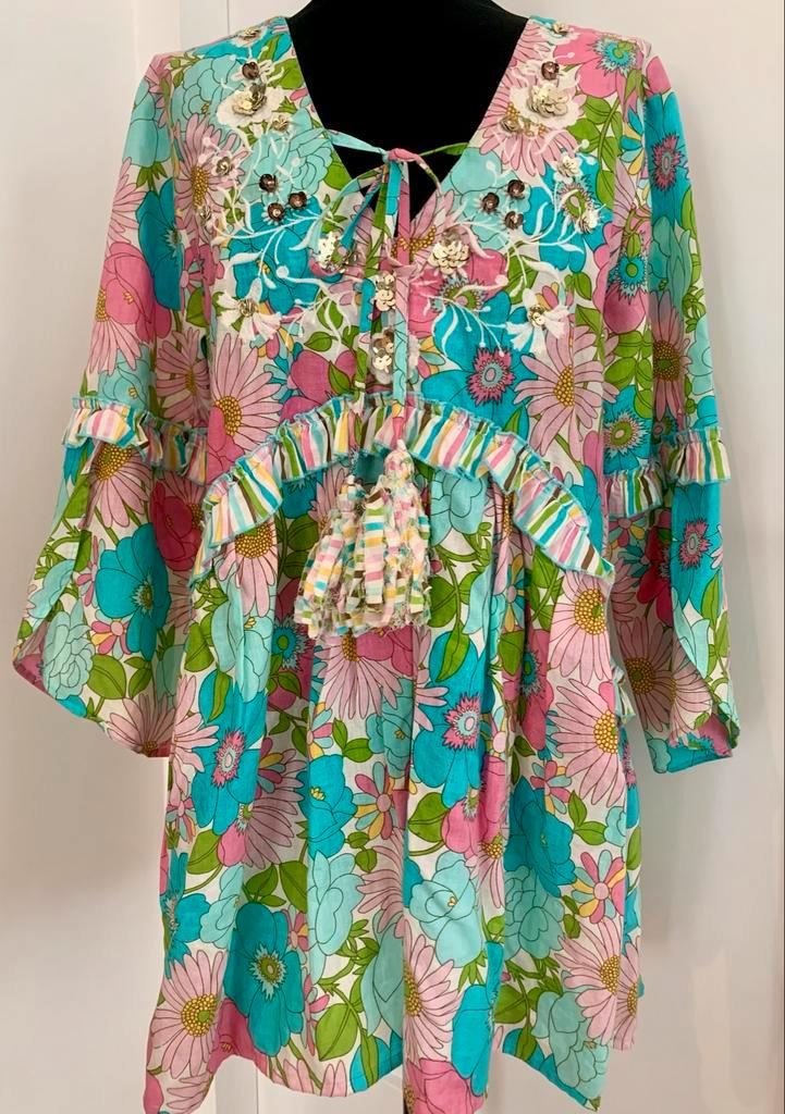 Miss june . Zomerse katoenen tuniek jurk - als nieuw!, Kleding | Dames, Jurken, Zo goed als nieuw, Overige kleuren, Boven de knie