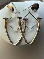 Modernistische zilveren grote oorbellen, Hangers, Verzenden, Zo goed als nieuw, Zilver
