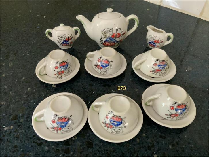 Miniatuur Serviesje met Katten Decoratie, Huis en Inrichting, Keuken | Servies, Zo goed als nieuw, Compleet servies, Overige stijlen