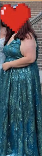 aqua blauwe glitter jurk, Overige typen, Blauw, Maat 46/48 (XL) of groter, Ophalen of Verzenden