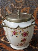 Porselein en silverplate antieke dekselpot uit Engeland 1900, Antiek en Kunst, Ophalen of Verzenden
