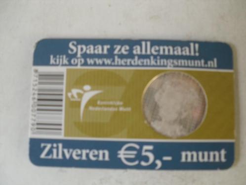 Zilveren Rembrandt van Rijn vijf euro munt., Postzegels en Munten, Munten | Nederland, 5 gulden, Koningin Beatrix, Zilver, Verzenden