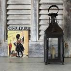 Antieke Franse zwarte lantaarn met originele kaars, Antiek en Kunst, Antiek | Woonaccessoires, Ophalen of Verzenden
