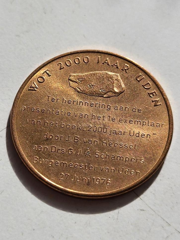 Penning Uden 2000 Jaar Penning 1976, Postzegels en Munten, Penningen en Medailles, Ophalen of Verzenden