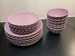 Borden en kommen 6 delig lila geschulpte rand van Xenos, Huis en Inrichting, Keuken | Servies, Ophalen, Zo goed als nieuw, Bord(en)