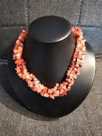 Vintage ketting carneool split edelsteen kleurrijke, Verzenden, Oranje, Zo goed als nieuw, Steen of Mineraal