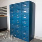 Vintage, industriële blauwe metalen lockerkast, postkast, Gebruikt, Industrieel, vintage, retro, Ophalen