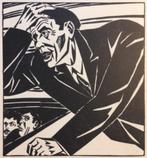 Frans Masereel (1889-1972) Houtsnede 'De denker' ~1925. Afme, Antiek en Kunst, Kunst | Etsen en Gravures, Ophalen of Verzenden