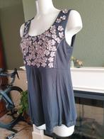 Taifun grijs top topje 3d bloemen mt M 40 Gratis Verzenden !, Maat 38/40 (M), Verzenden, Taifun, Zonder mouw