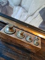 Antieke Gewichten Set in Houten Houder, Ophalen of Verzenden