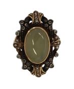 Jade roos diamant parel 14k gouden antieke dames ring zilver, Ophalen of Verzenden, Goud, Ring, Met edelsteen