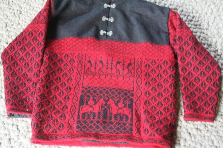 Prachtige Noorse Trui met windvanger, Kleding | Dames, Truien en Vesten, Zo goed als nieuw, Maat 42/44 (L), Rood, Ophalen of Verzenden