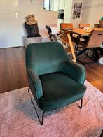 Groene velvet fauteuil, Ophalen, Zo goed als nieuw, Stof, 75 tot 100 cm