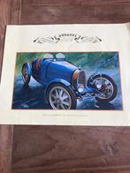 Vintage poster bugatti, Minder dan 50 cm, Gebruikt, Ophalen of Verzenden, Foto of Poster