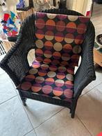Zwarte Riet Fauteuil, Huis en Inrichting, Ophalen, Gebruikt, Minder dan 75 cm, Riet of Rotan