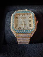 Cartier Santos / Blue moissanite / 18k verguld |, Ophalen of Verzenden