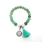 Prachtige groene aventurijn armband met mandala charme, Ophalen of Verzenden, Nieuw