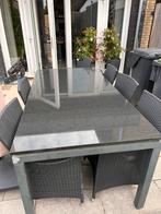Tuintafel met stenen blad + 6 stoelen, Tuin en Terras, Ophalen, Overige materialen, Gebruikt, Eettafel