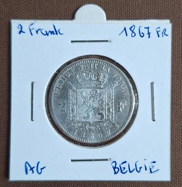 2 Frank zilver 1867 Fr België  beschikbaar voor biedingen
