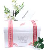 Enveloppendoos versiert met koraal en zilver., Hobby en Vrije tijd, Ophalen of Verzenden, Nieuw, Feestartikel, Geboorte of Huwelijk